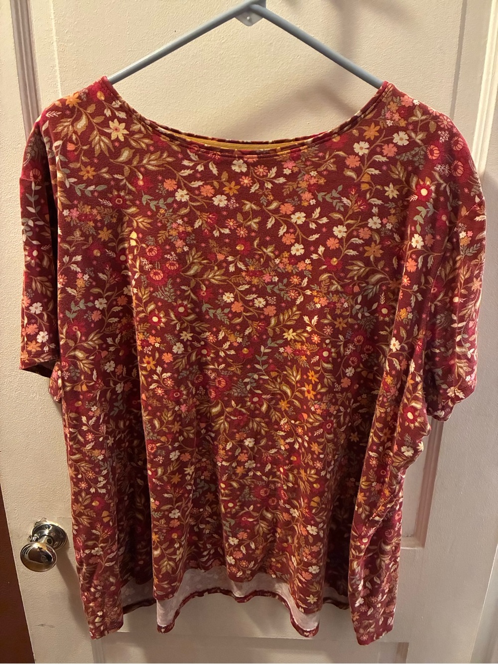 croft & barrow Red Floral Short Sleeve Tee